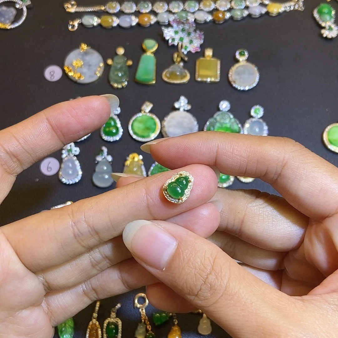 翡翠银S925镶嵌吊坠(不含链)