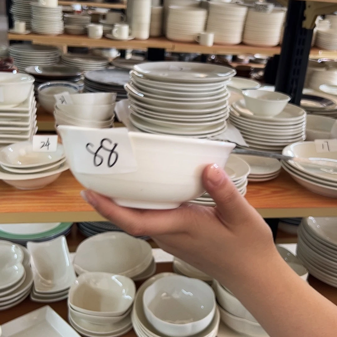 新骨瓷088微瑕暖白5寸暗线条5寸反口碗