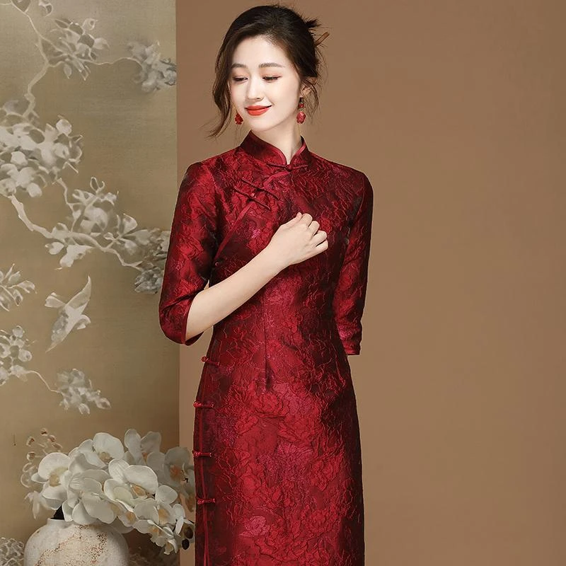 中国风女装复古提花日常改良旗袍连衣裙