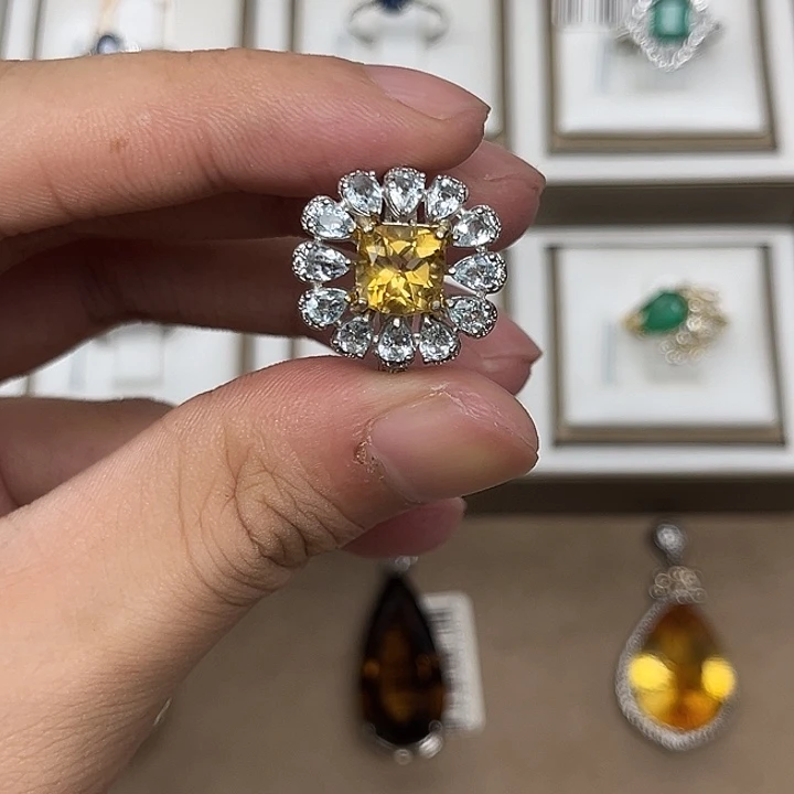银S925镶嵌戒指黄晶
