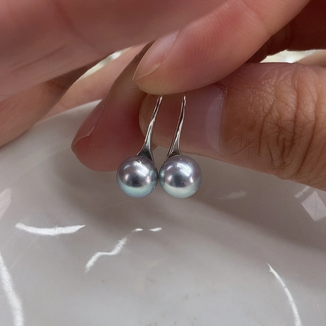 海水珍珠耳饰银S925镶嵌