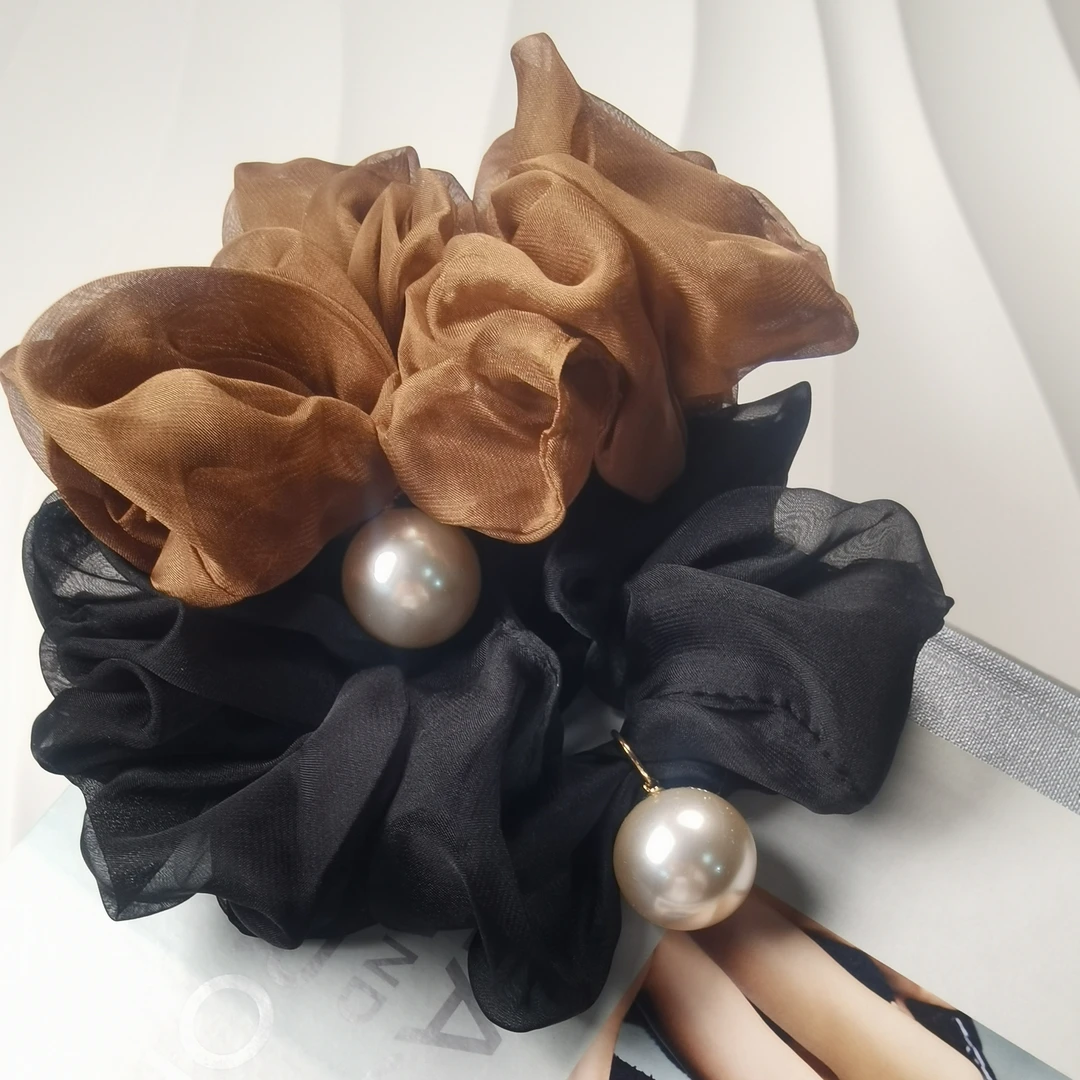 韩国 东大门 纱织高级感大珍珠轻奢设计感气质发圈