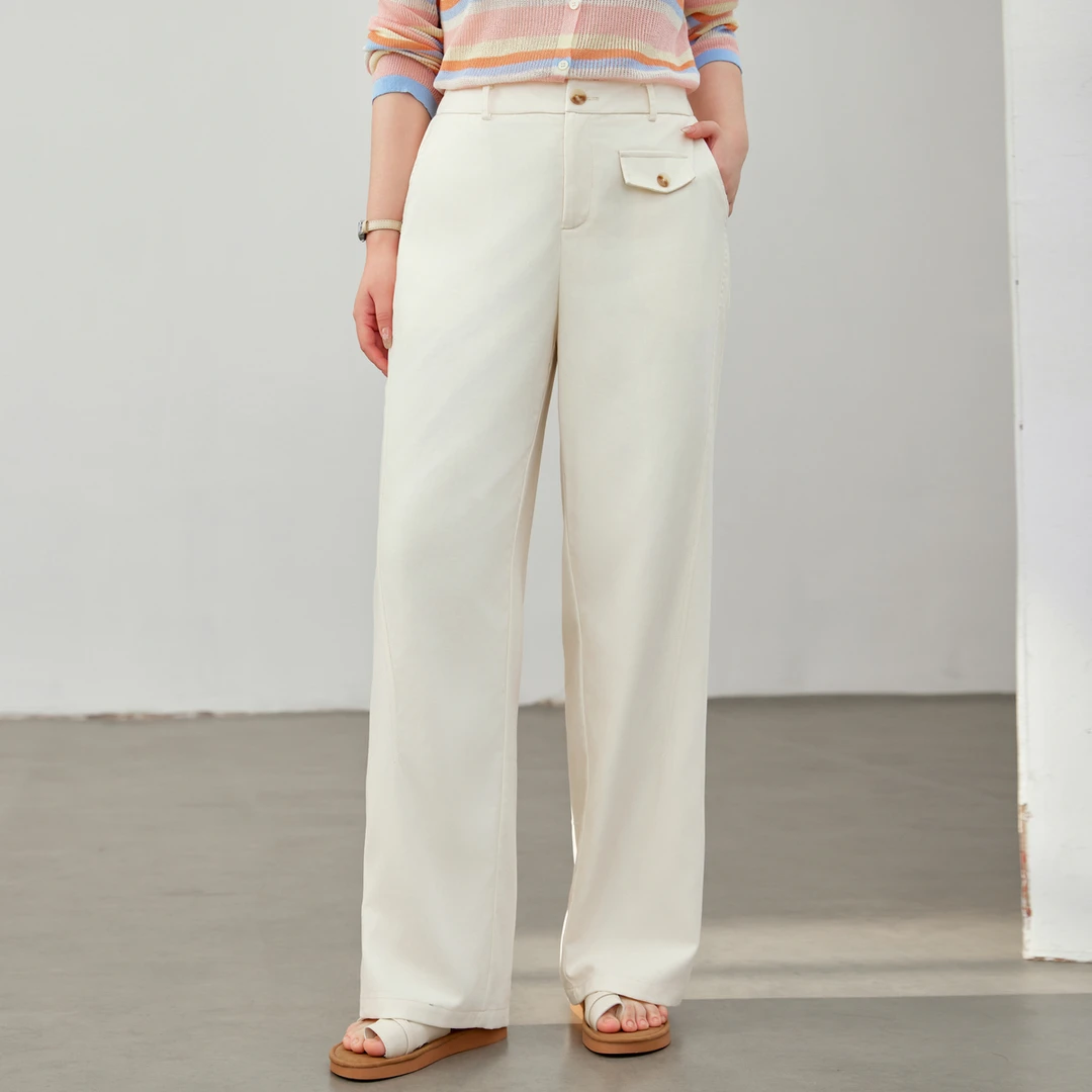 【再生纤维时髦垂感裤子】纤莉秀A大码女装潮流设计显瘦百搭QK1114