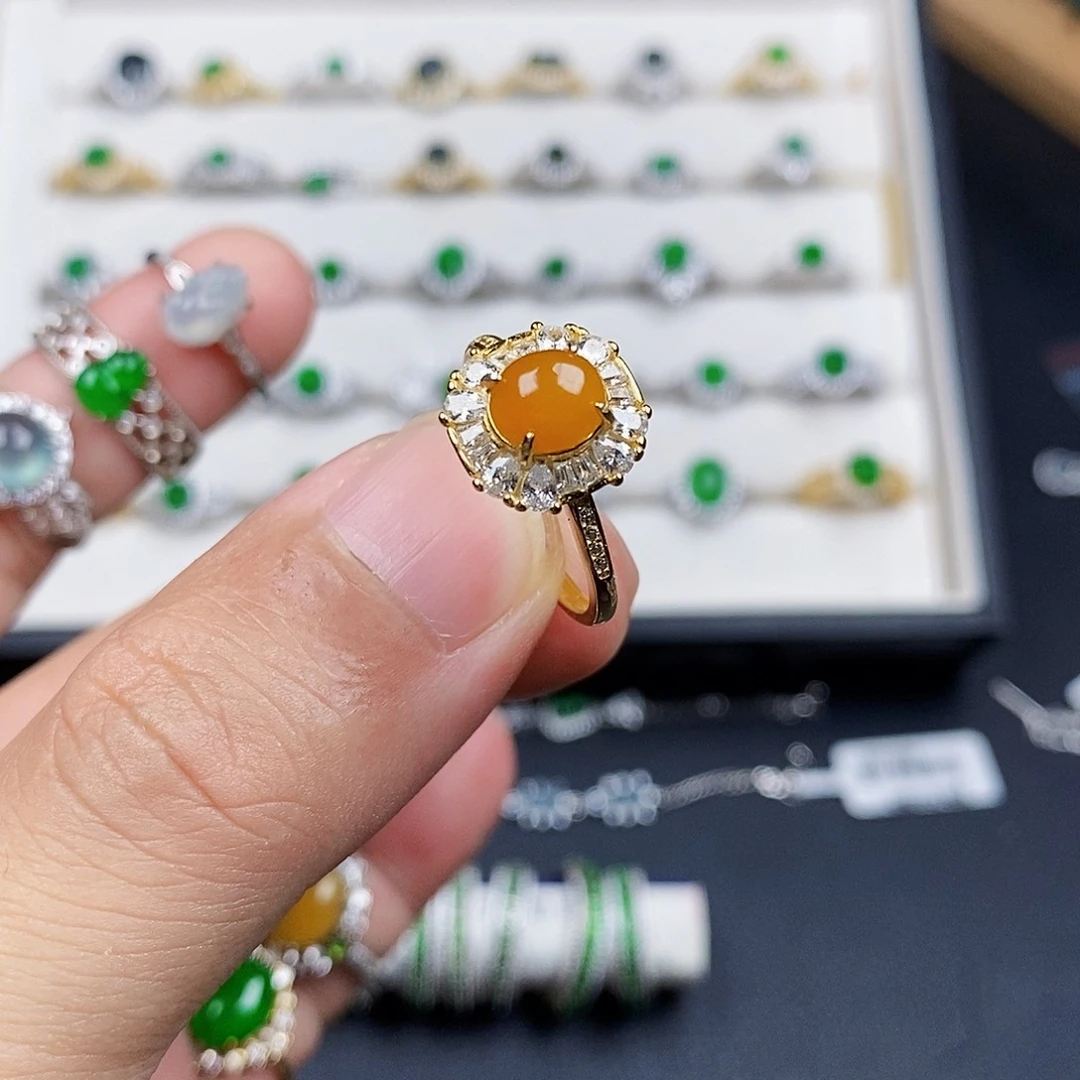 银S925镶嵌戒指翡翠戒指