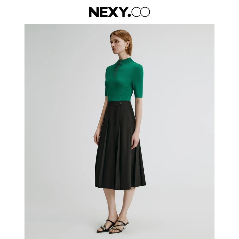 NEXY.CO/奈蔻针织衫|圆领|百搭|套头|黑色气质|内搭|XZ02607W0