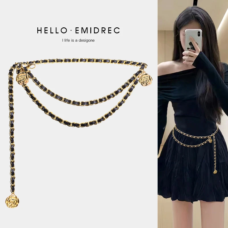 合金项链 腰链腰间配饰女配裙子毛衣装饰金属链条腰带高级感金色