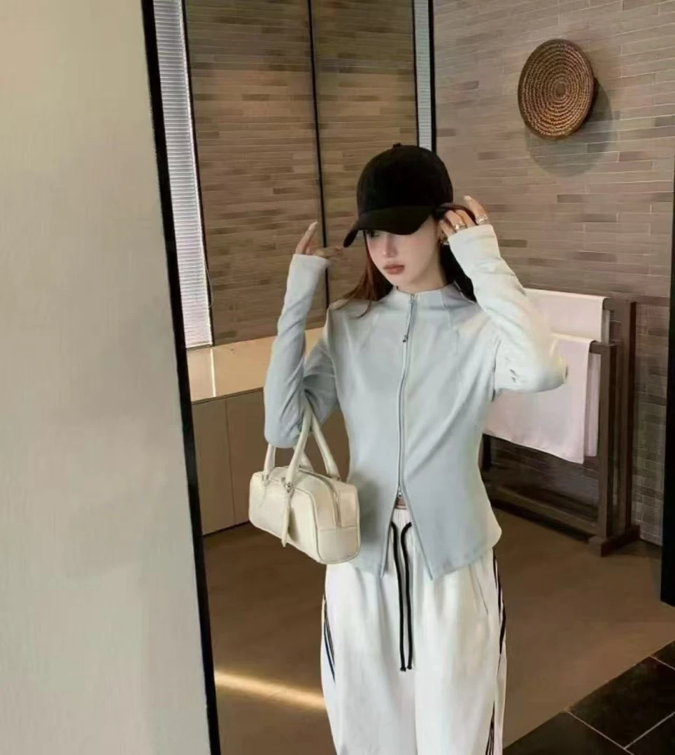 【6966】DM#双拉链百搭修身开衫上衣