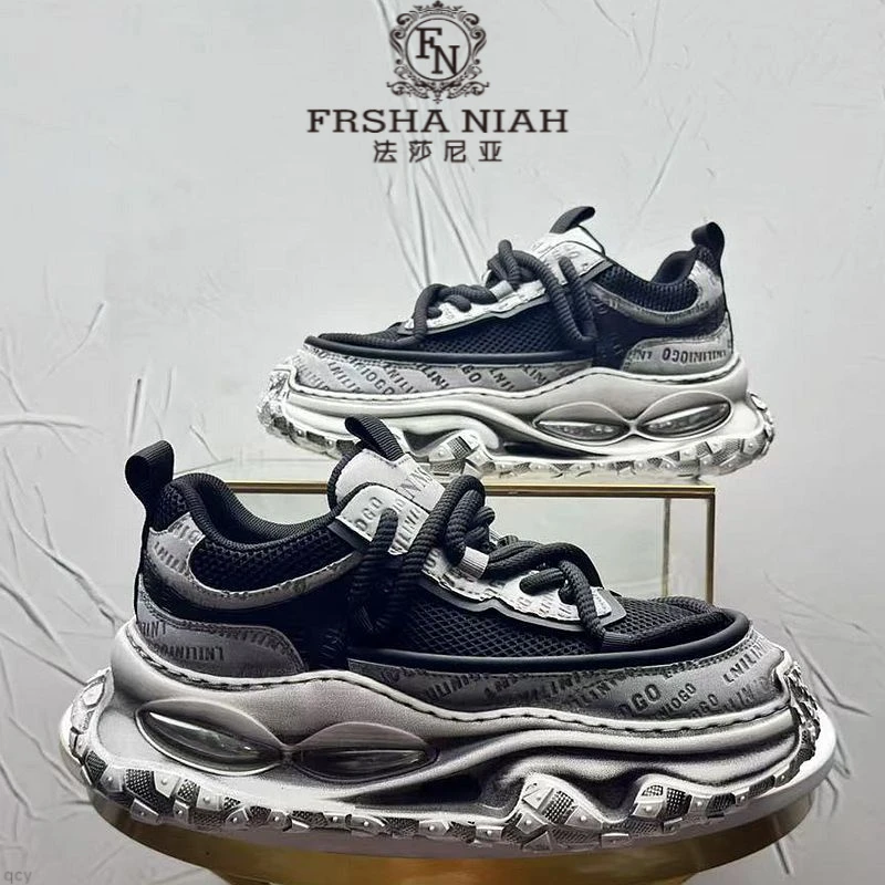 法莎尼亚爆款老爹鞋男鞋复古做旧时尚轻奢大气厚底增高个性休闲鞋