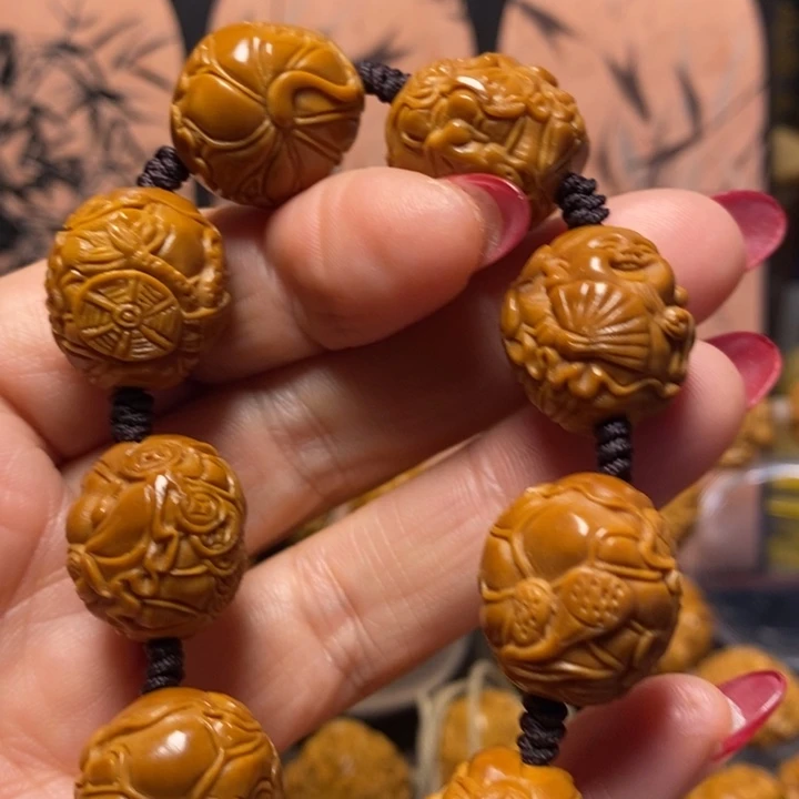 橄榄核手串/手链荷叶财神