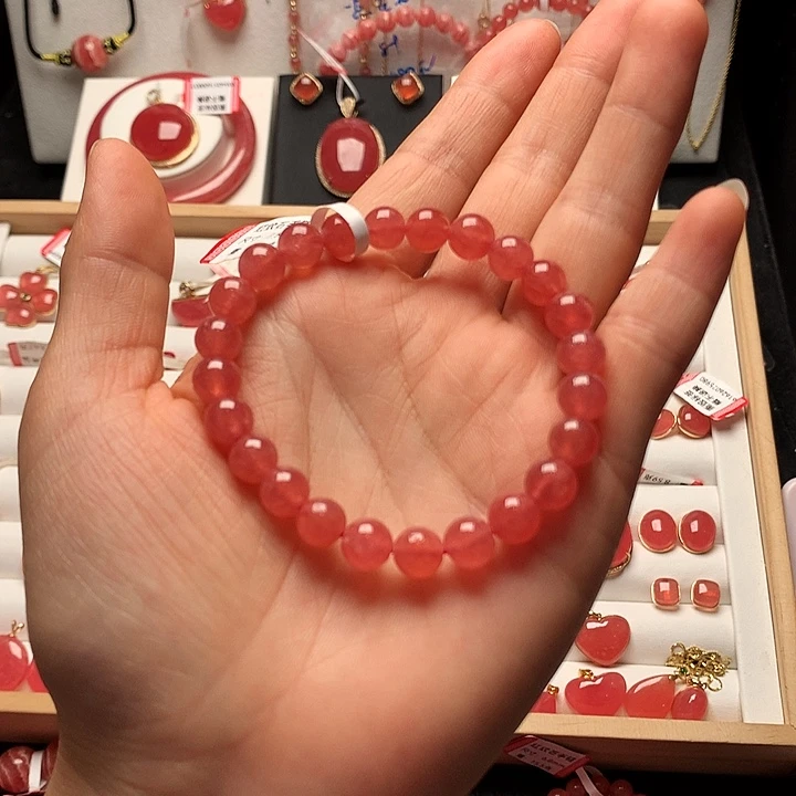 菱锰矿（红纹石）未镶嵌手绳