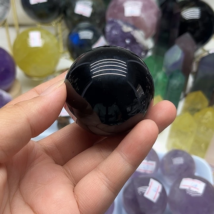 未镶嵌黑曜岩珠宝奇石143克黑曜石球