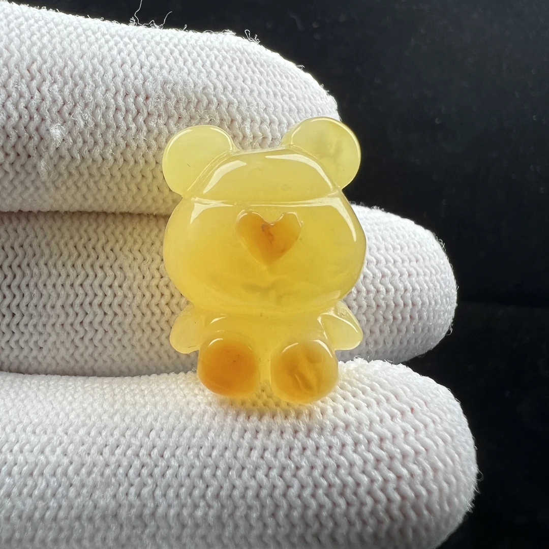 R9012 天然蜜蜡雕刻小熊17.3*22.6mm 支持鉴定 假一罚四