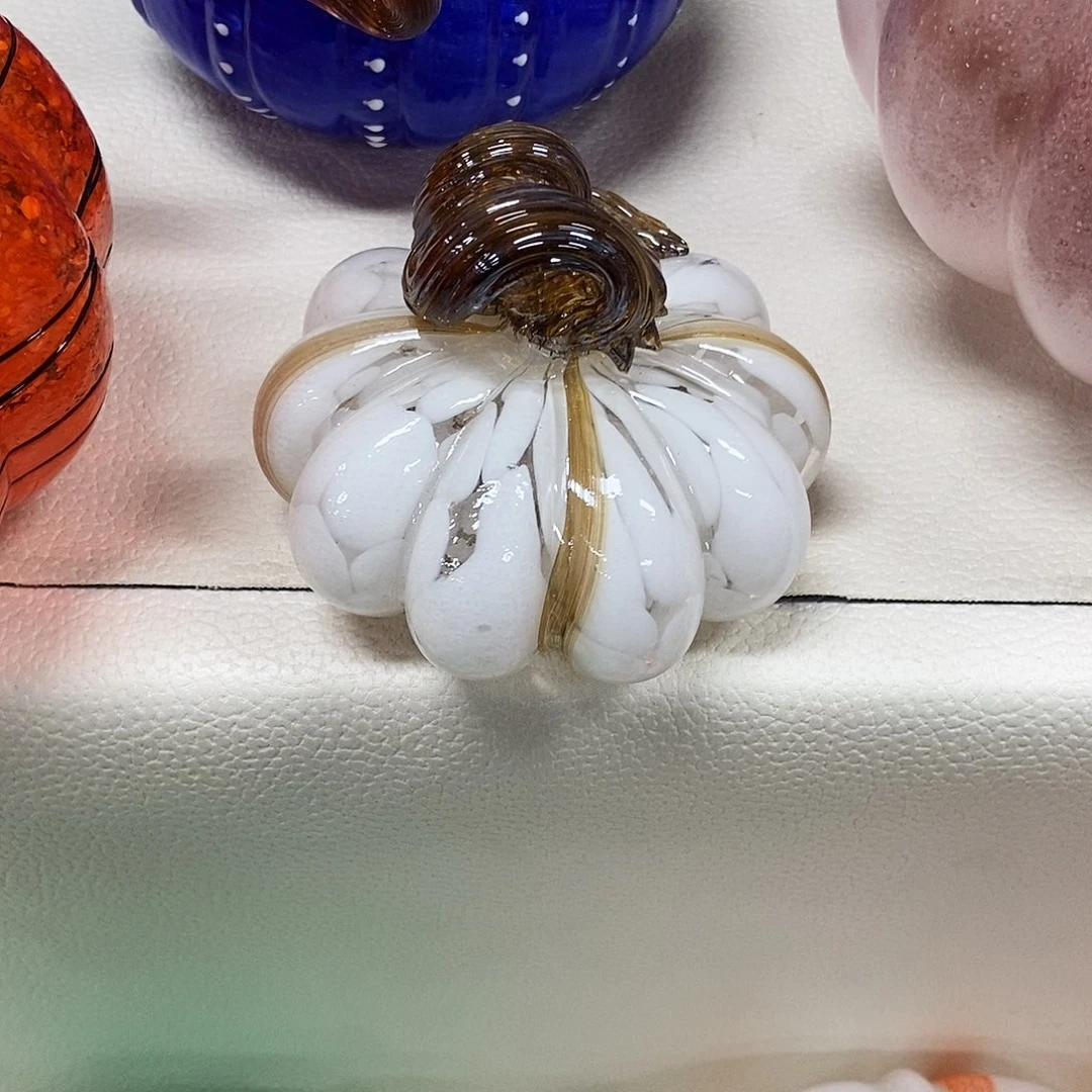 琉璃极*白色琉璃南瓜摆件家居花瓶