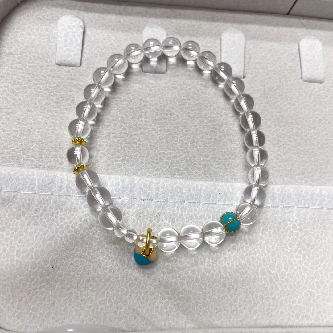 铜合金手链 11615 爱心小锁白水手串。5mm左右