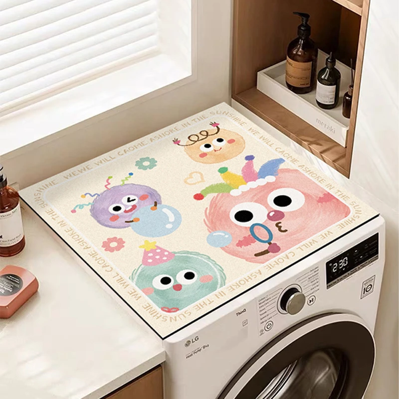 滚筒式洗衣机硅藻泥盖布耐磨吸水卡通垫床头柜除尘保护垫支持定制