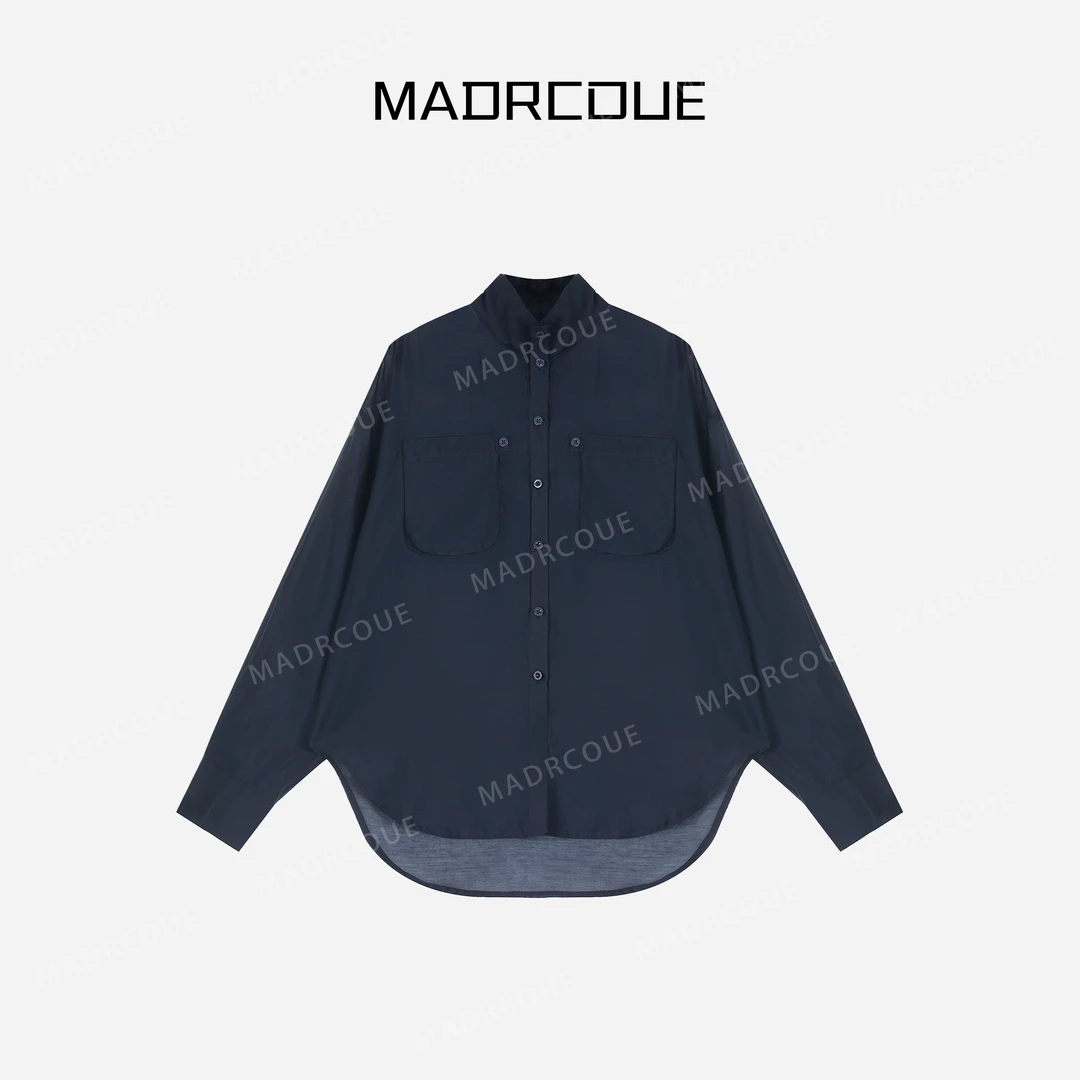 MADRCOUE 立领双口袋单排扣圆边下摆衬衫605186
