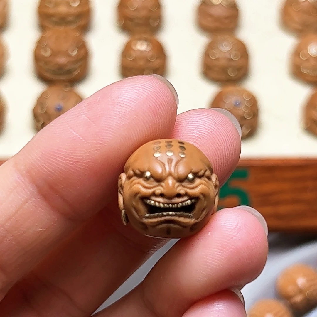 ****签猴头核桃手串戒疤两排牙
