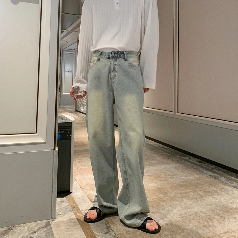 一轩轩轩【回归舒适】夏季水洗欧若风cleanfit黄泥色男牛仔裤T2553