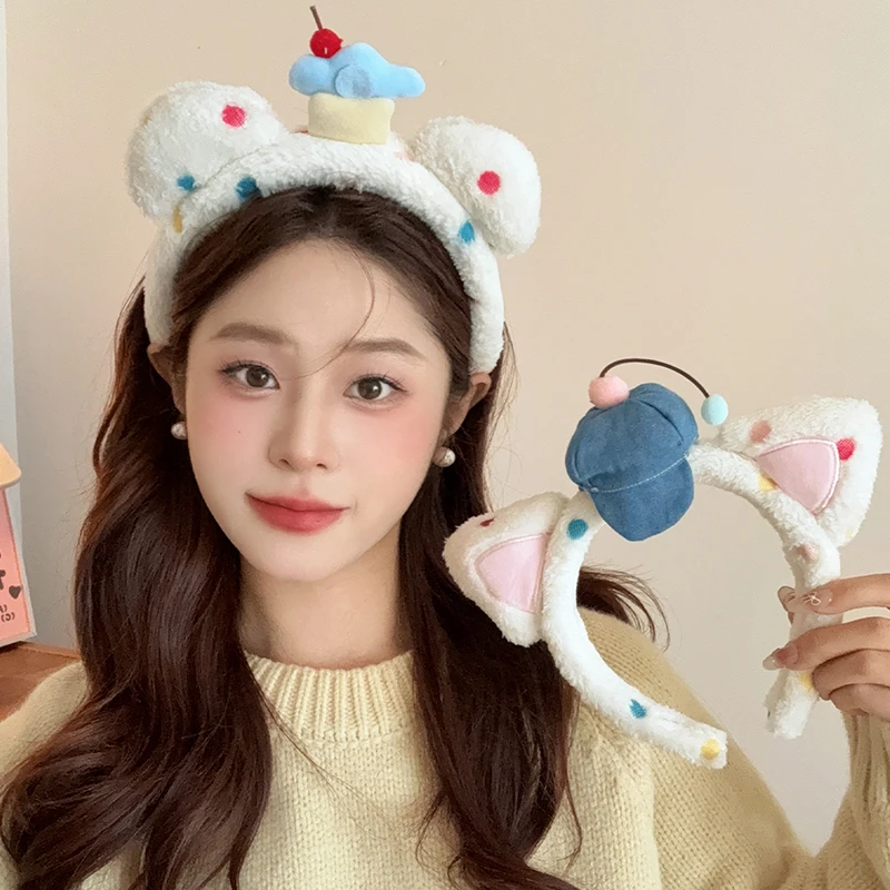 日韩网红可爱毛绒猫耳发箍女秋冬甜美女孩洗脸头箍高颜值百搭发卡