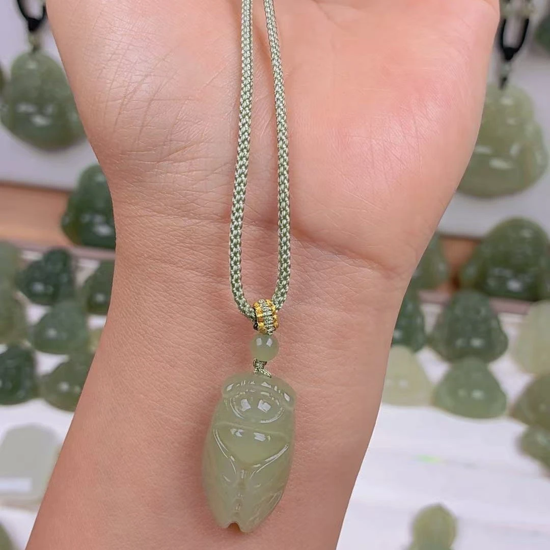天然正品和田玉知了吊坠一鸣惊人玉石项链挂件男女款玉佩送礼