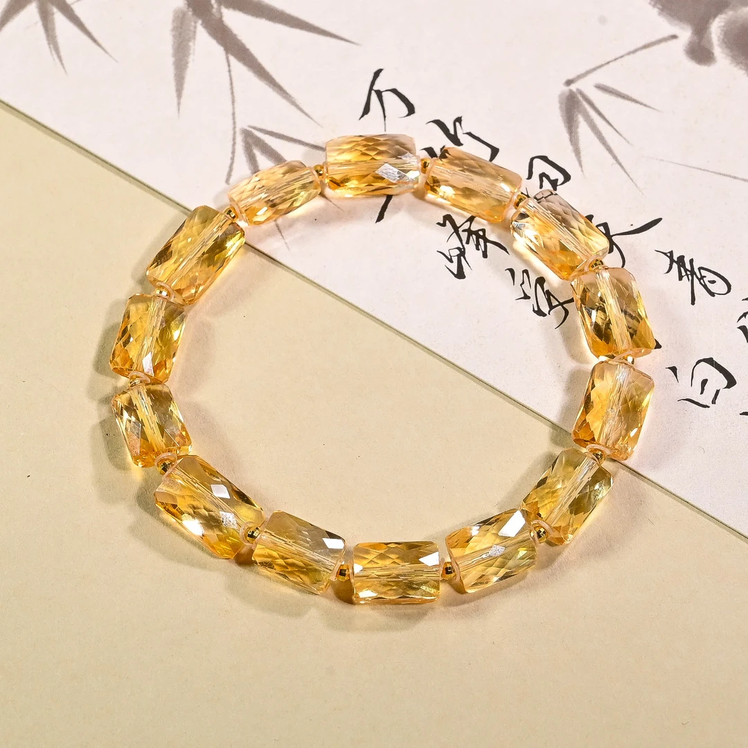 18K金（备注手围）天然暴力黄水晶(多样性发/发一串)