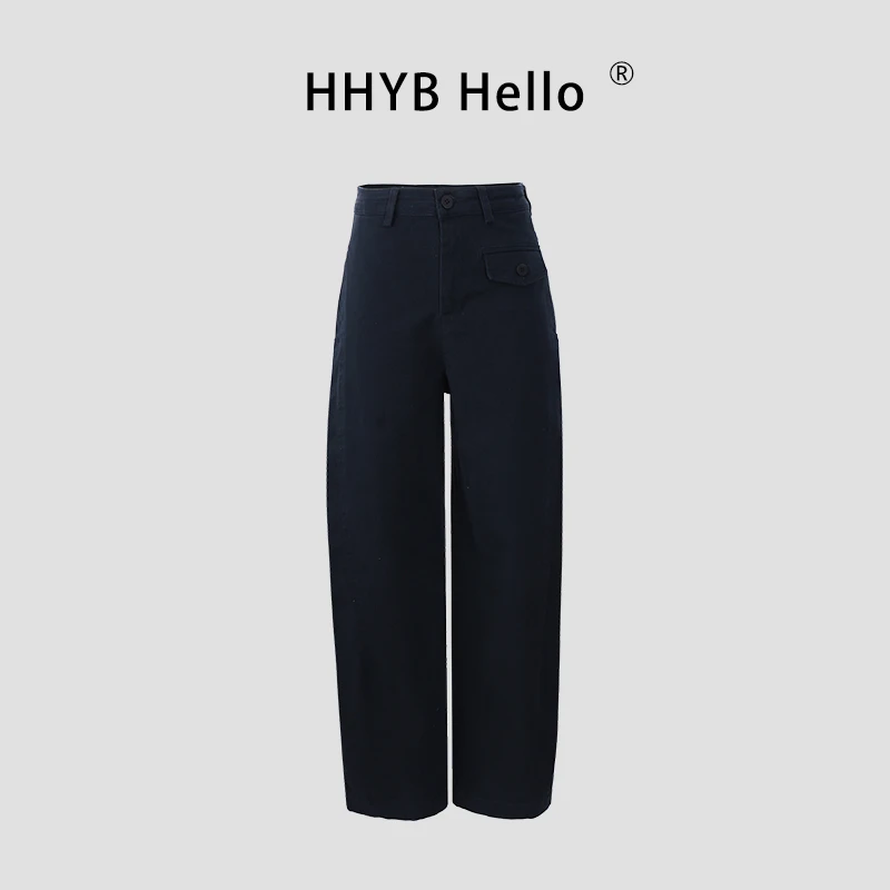 HHYB Hello2025新款复古水洗镰刀休闲工装阔腿裤子牛仔裤Q254026