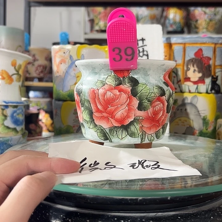 景德镇幸运花盆手绘韩式花盆