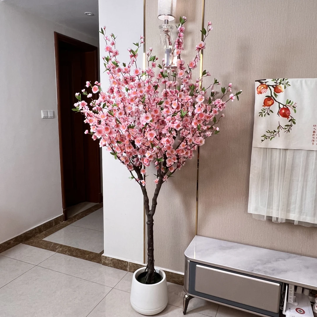 仿真桃花造型树居家室内三角梅樱花春天仿真花美伢绿植盆栽室内