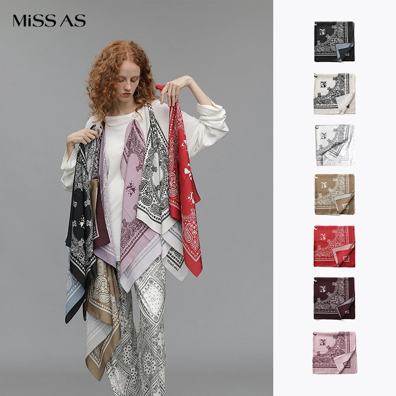 【VENA LABEL】简约百搭多色腰果花小方巾25春夏新品女款