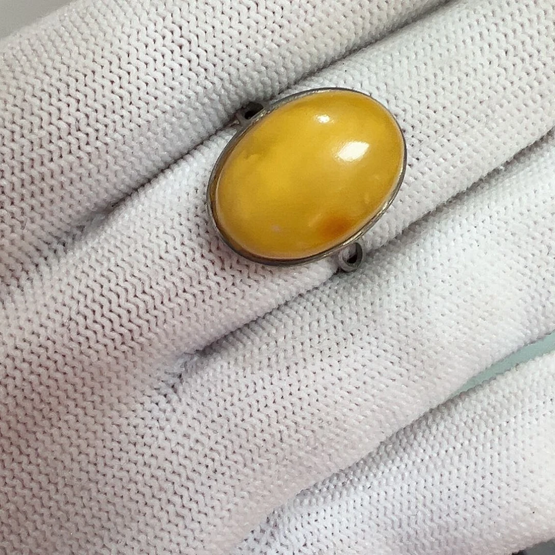 琥珀银S925镶嵌戒指