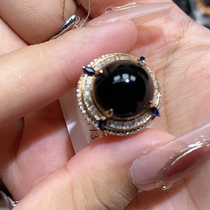 翡翠戒指18K金镶嵌s****君墨翠