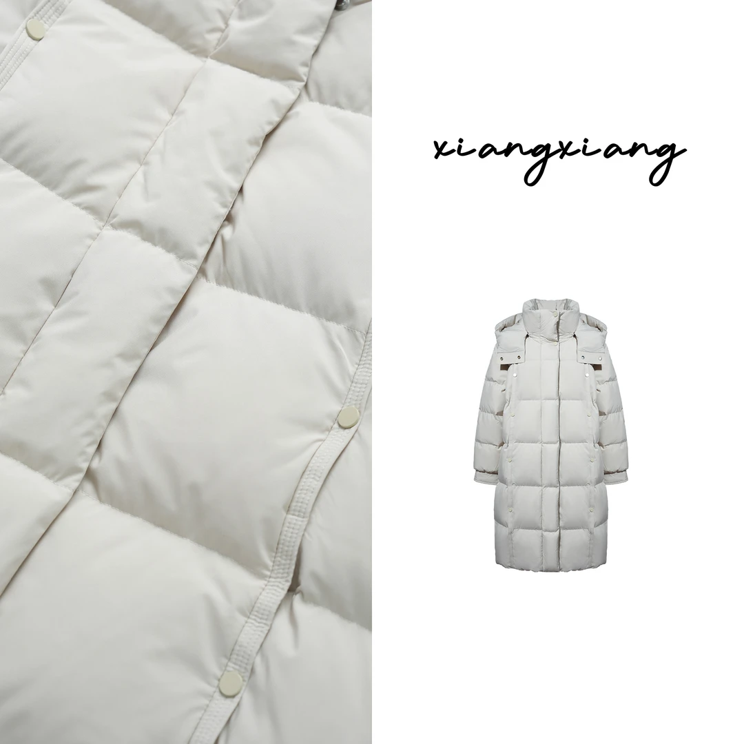 24新款时尚羽绒服女中长款冬季连帽保暖外套3085