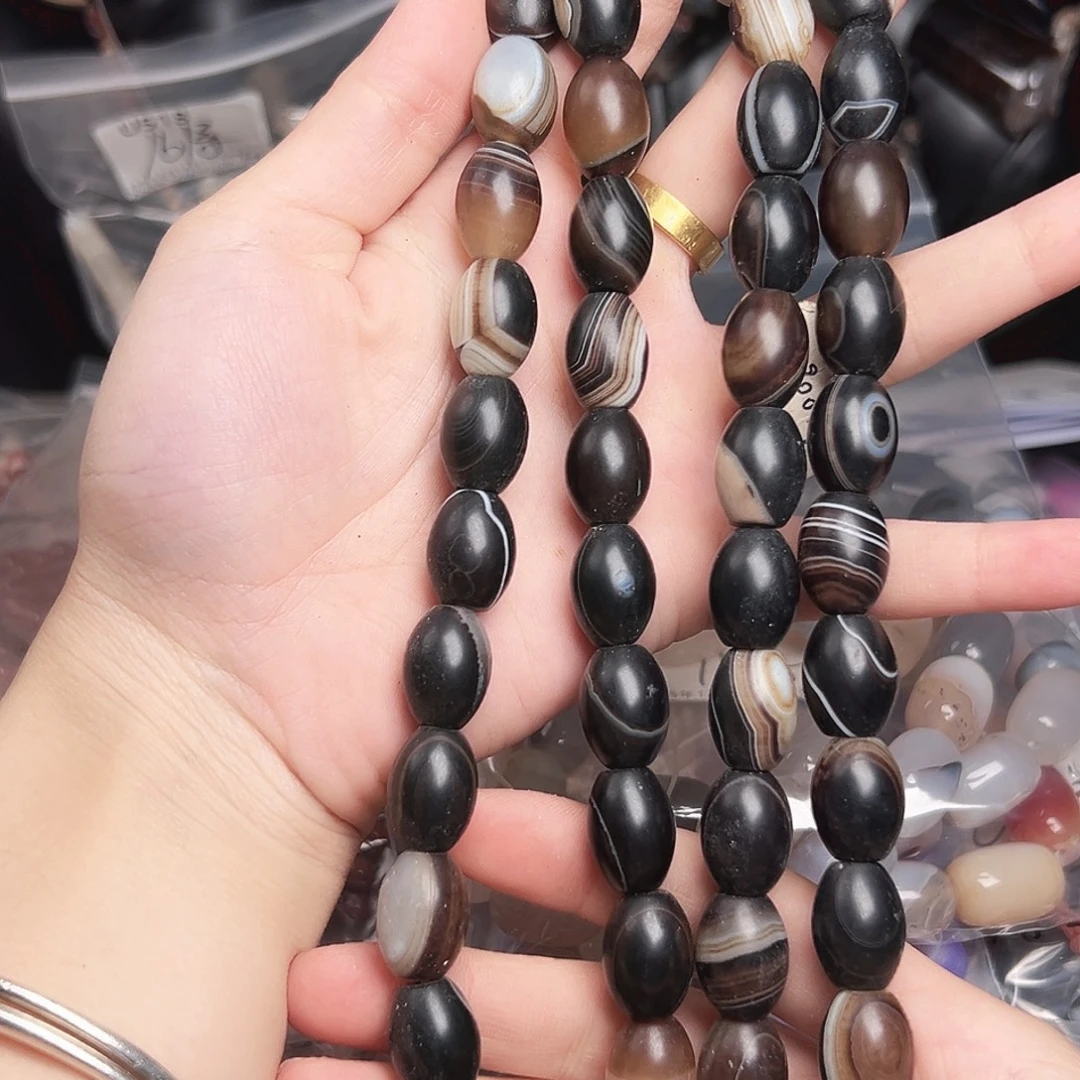 玛瑙/玉髓合金珠宝半成品u529 12m 朱古力蚕丝桶珠一条