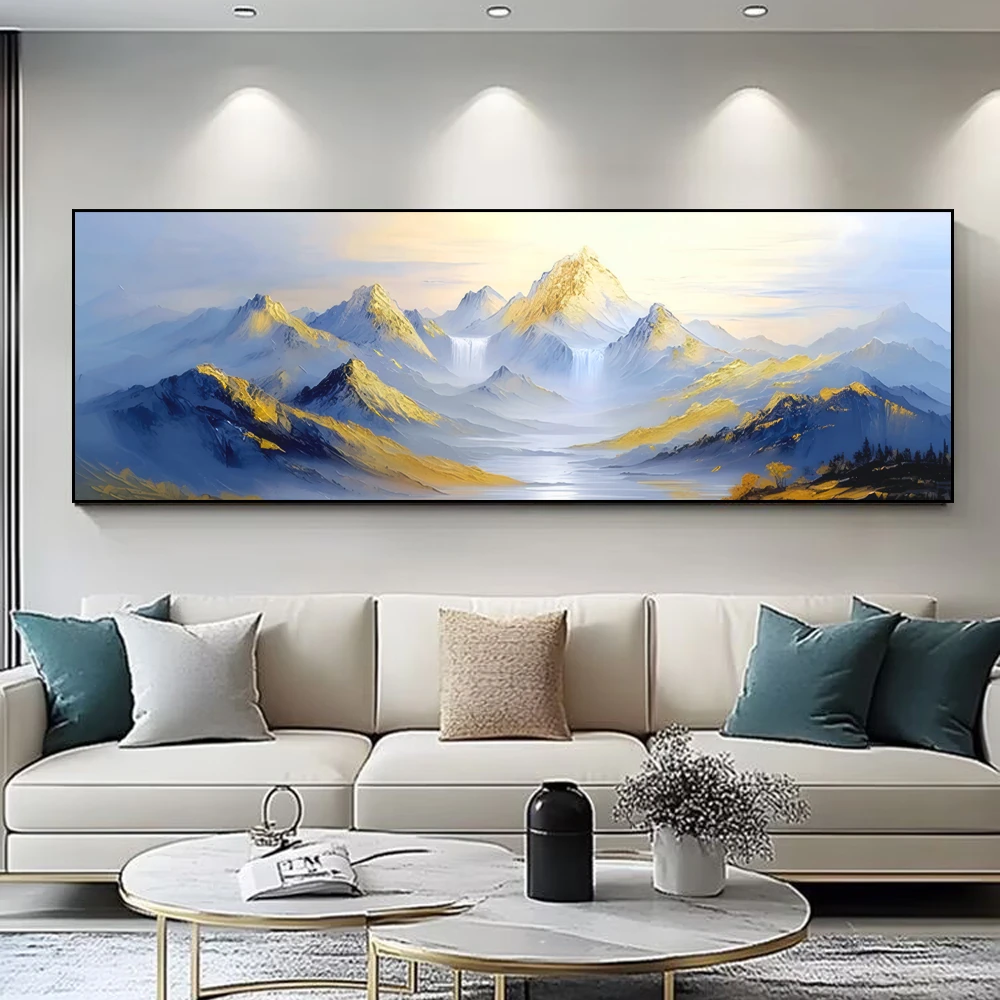 H019《金山瀑影》聚宝盆装饰画山水有靠山客厅书房办公室沙发挂画