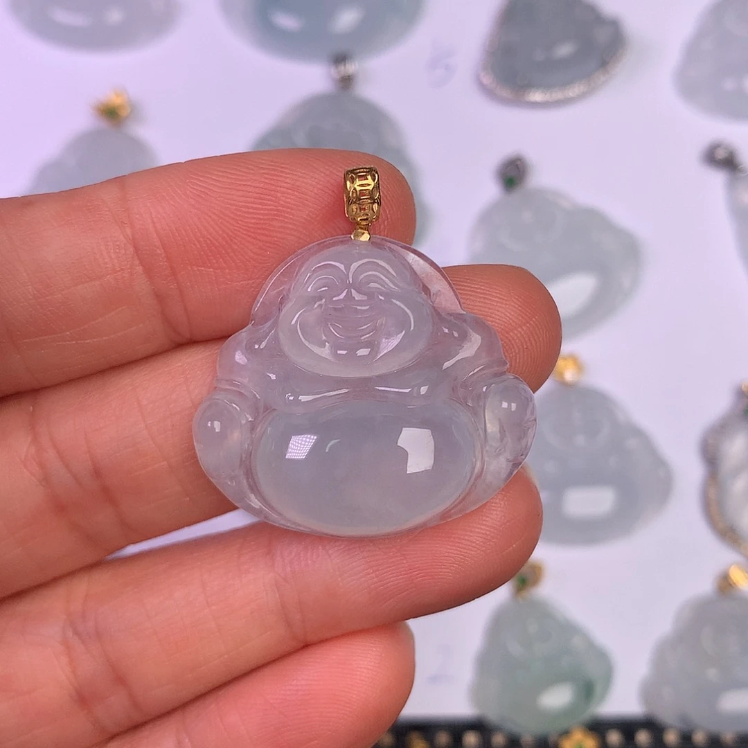 翡翠18K金镶嵌颈饰缅甸翡翠A货