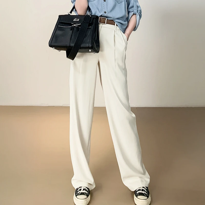 直筒休闲裤女宽松2025春夏季新时尚百搭高腰显瘦垂坠感拖地裤女