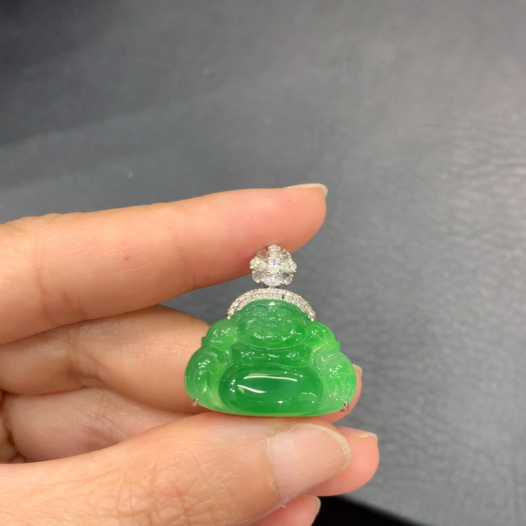 翡翠18K金镶嵌吊坠(不含链)