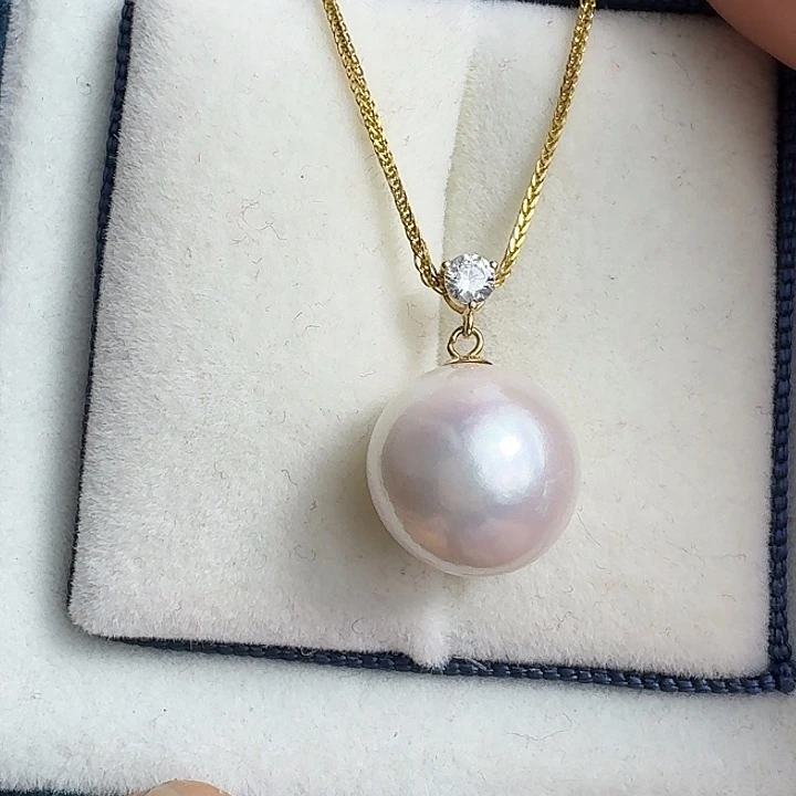 18K金镶嵌颈饰淡水珍珠11-12mm