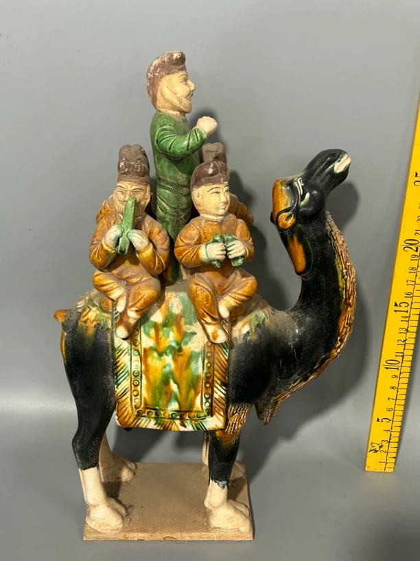 唐三彩五人驼丝绸之路尺寸35×20