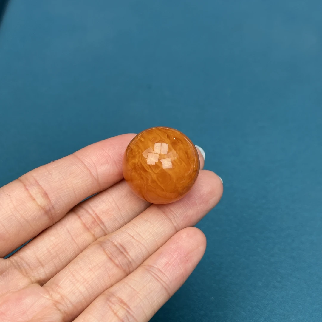 Y4272天然原矿蜜蜡鸡油红圆珠 23mm抖音基地质检发货