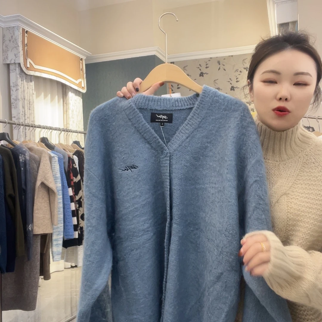 长毛宽松开衫外套