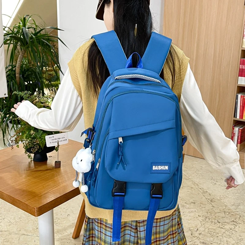 柏顺学院风日系防水电脑包拉链款韩版背包男士女士双肩包拉链