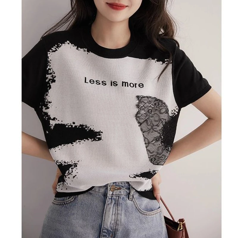 慵懒风女内搭五分中袖新款爆款针织短袖T恤夏上衣