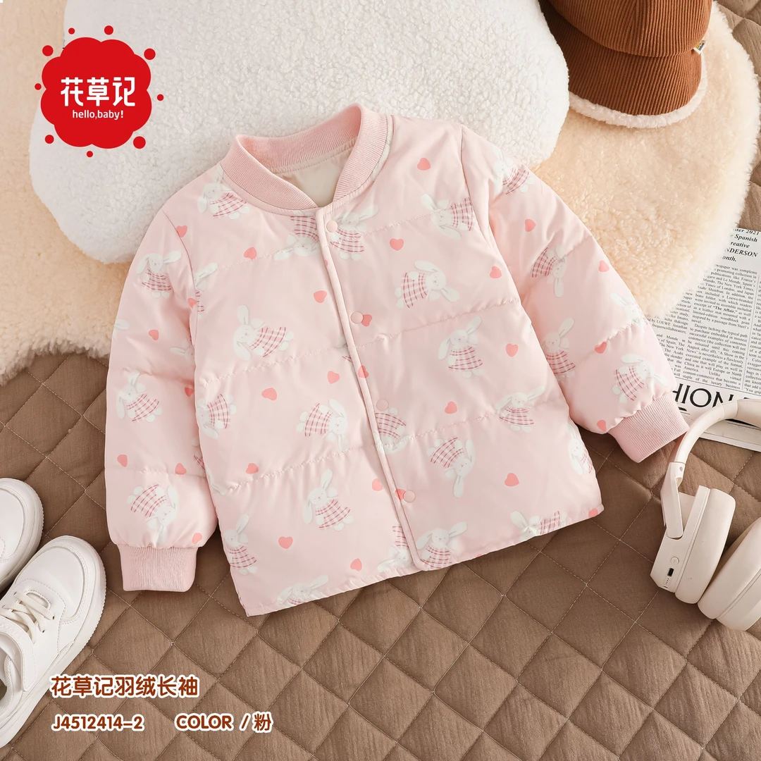 儿童外套女中小童粉色小兔外套J4512414-2