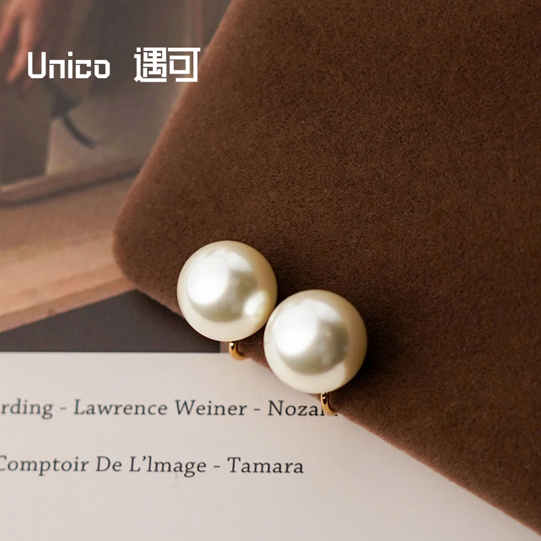 合金耳饰 925银针轻奢施加复古珍珠耳钉无耳洞蚊香盘耳夹高级耳环