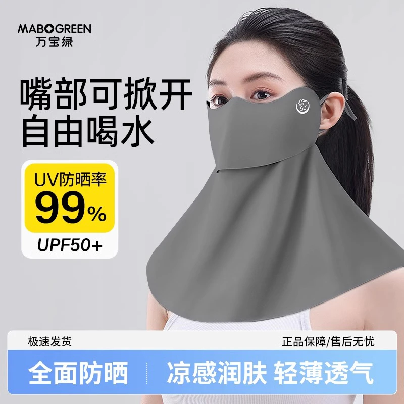 防晒面罩防紫外线女高颜值2025新款可喝水护颈一体冰丝夏全脸口罩
