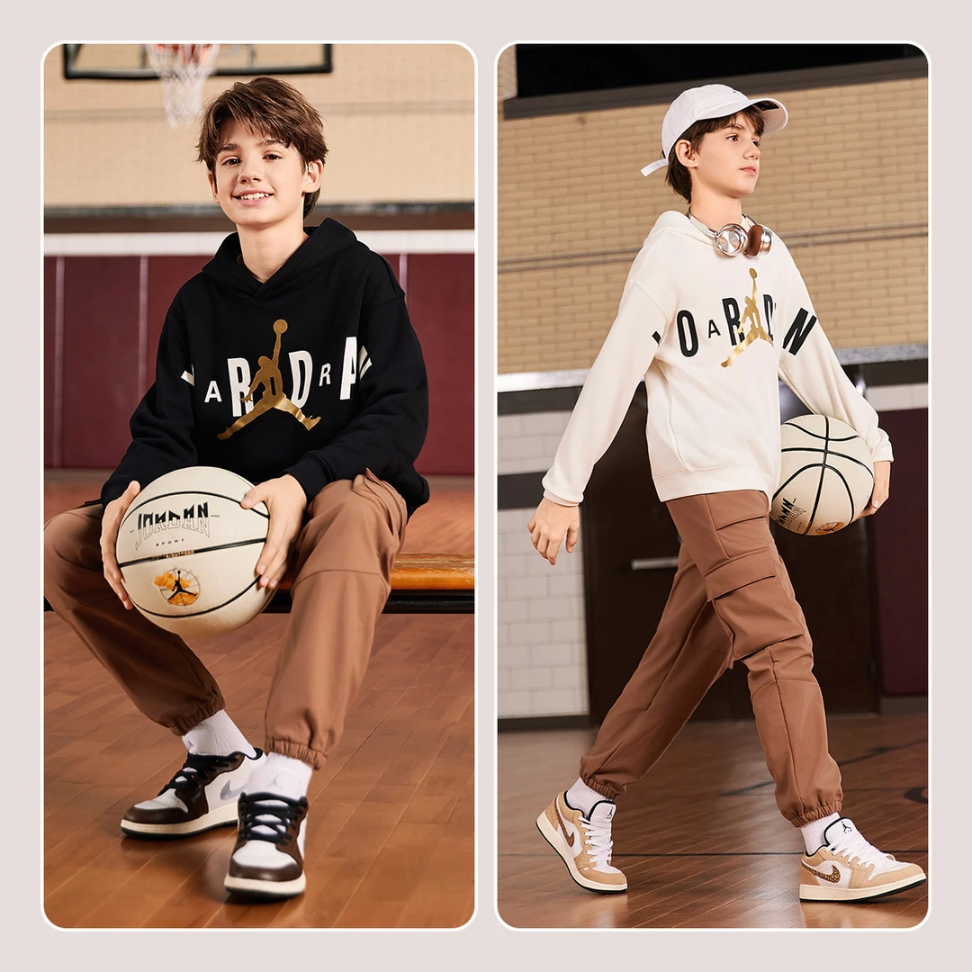【官方旗舰】AIR JORDAN 童装男女童加绒金标时尚运动连帽卫衣D188
