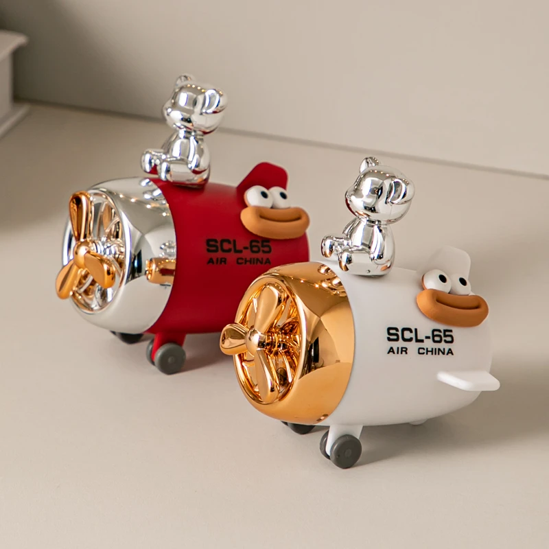 创意个性飞机牙签筒牙签收纳盒家居轻奢摆件旋转出签家用个性罐子