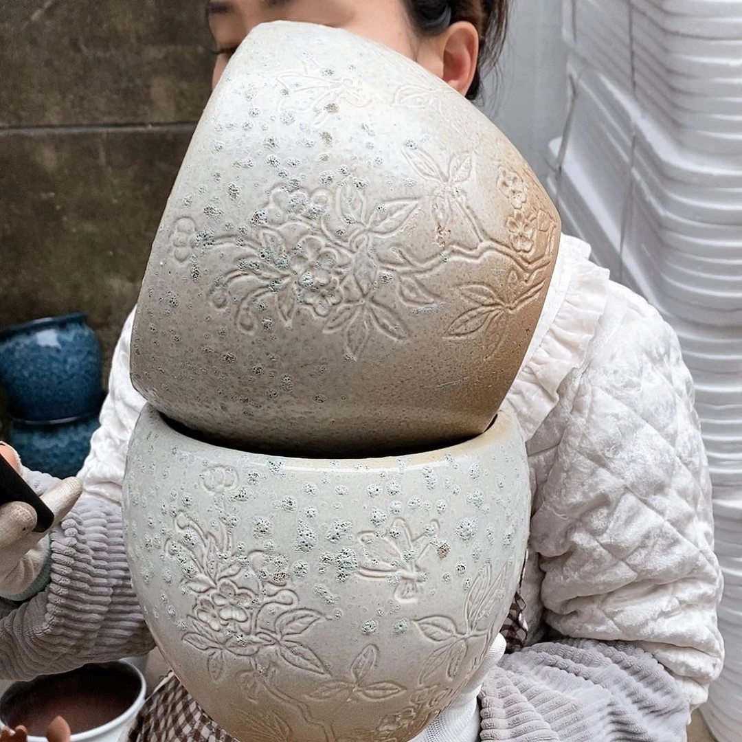 紫砂花盆瑕疵口18高18
