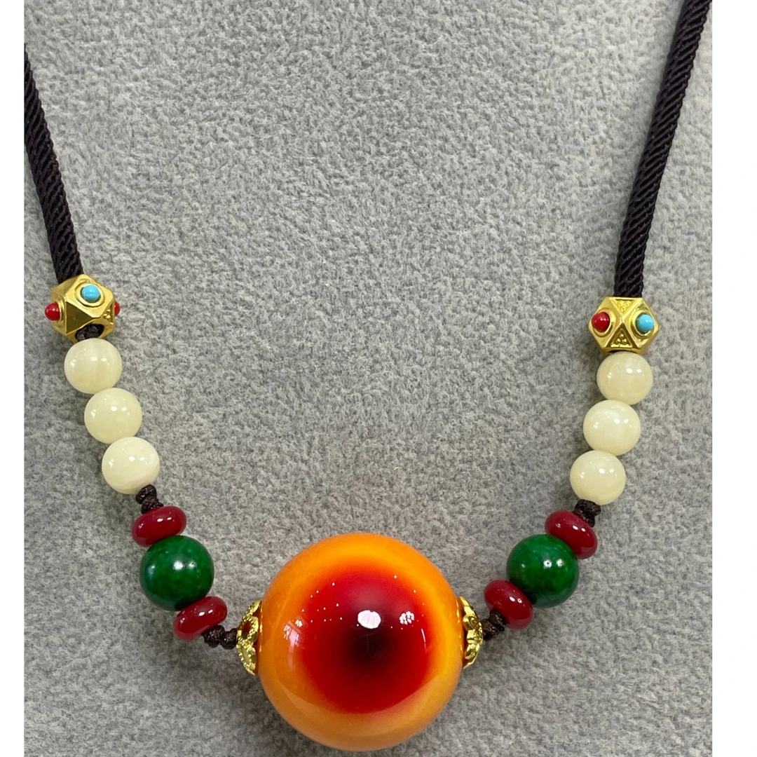 非金属珐琅吊坠 拼色 一点 红红 吊坠